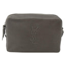 SAINT LAURENT Shoulder Bag Leather Gray Silver Auth 175088A-2