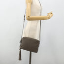 SAINT LAURENT Shoulder Bag Leather Gray Silver Auth 175088A-22