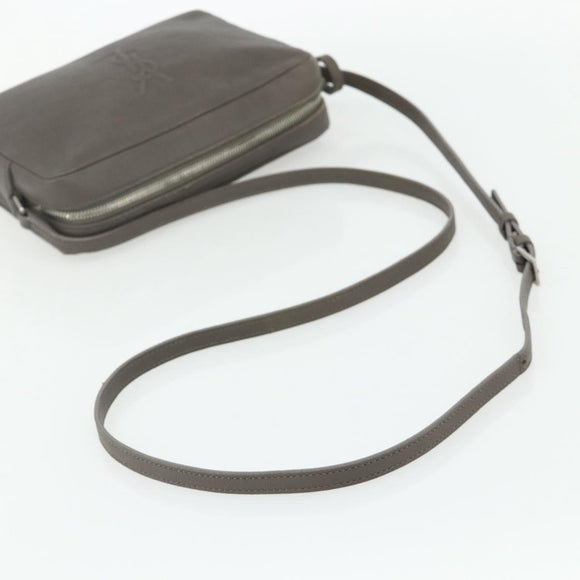 SAINT LAURENT Shoulder Bag Leather Gray Silver Auth 175088A