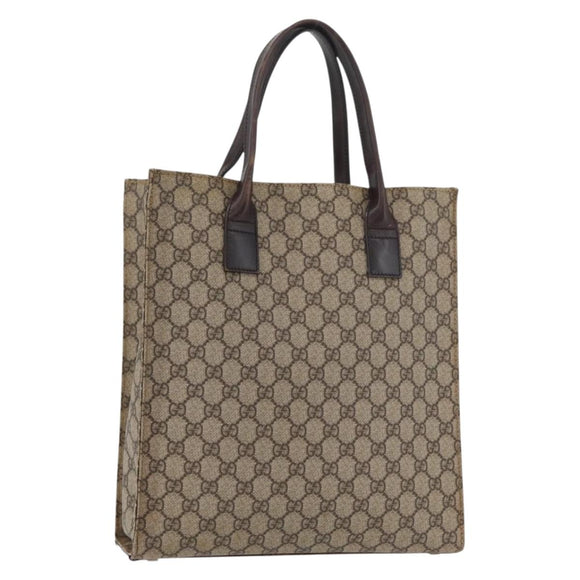GUCCI GG Supreme Tote Bag PVC Beige Silver 91249 Auth 175089A