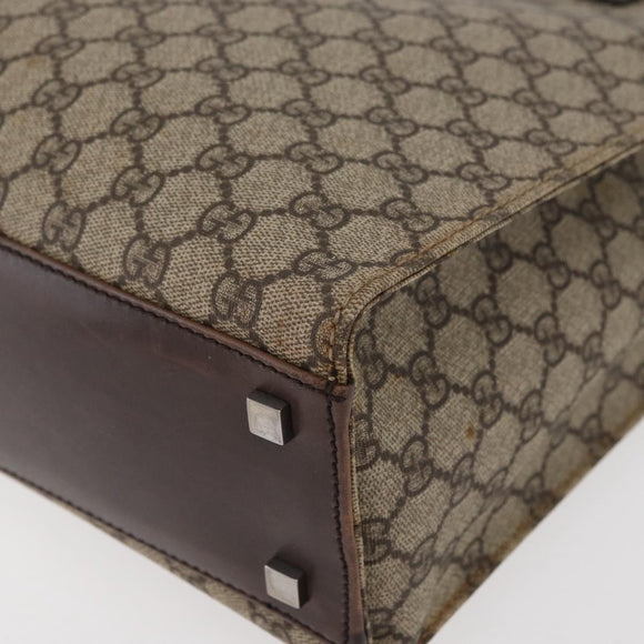 GUCCI GG Supreme Tote Bag PVC Beige Silver 91249 Auth 175089A