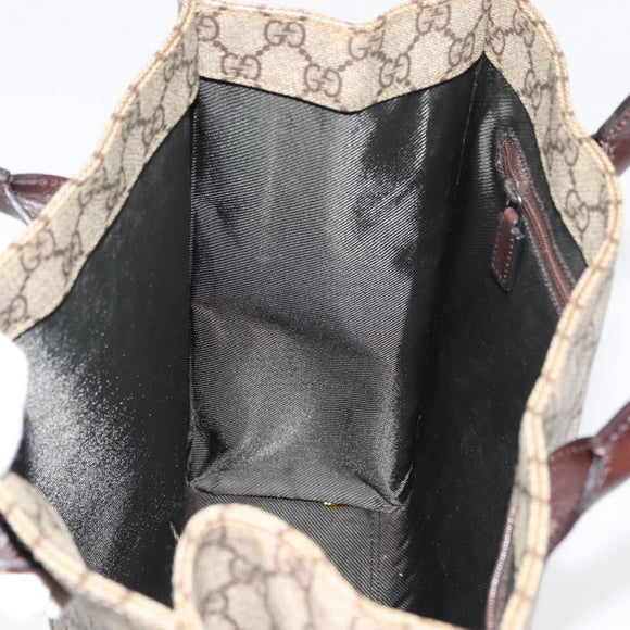 GUCCI GG Supreme Tote Bag PVC Beige Silver 91249 Auth 175089A