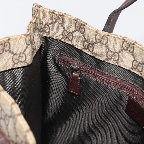 GUCCI GG Supreme Tote Bag PVC Beige Silver 91249 Auth 175089A