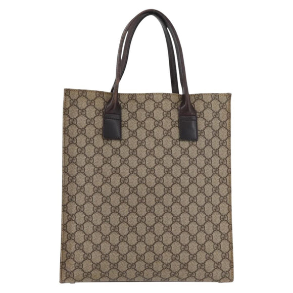 GUCCI GG Supreme Tote Bag PVC Beige Silver 91249 Auth 175089A