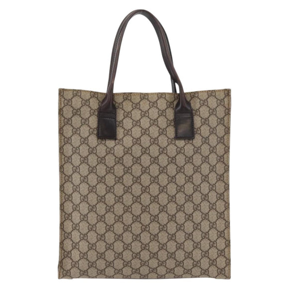 GUCCI GG Supreme Tote Bag PVC Beige Silver 91249 Auth 175089A