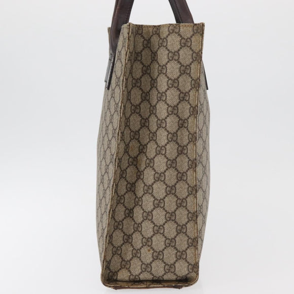 GUCCI GG Supreme Tote Bag PVC Beige Silver 91249 Auth 175089A