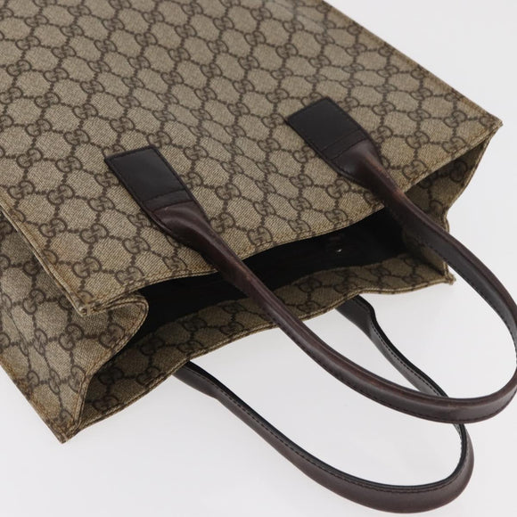 GUCCI GG Supreme Tote Bag PVC Beige Silver 91249 Auth 175089A
