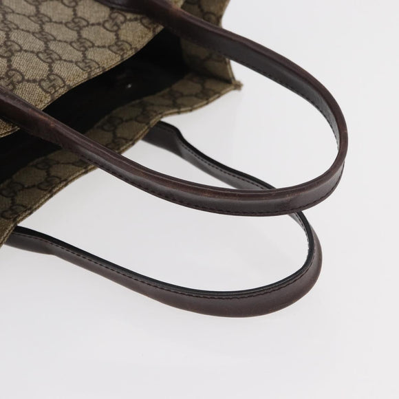 GUCCI GG Supreme Tote Bag PVC Beige Silver 91249 Auth 175089A