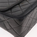 CHANEL Matelasse Chain Shoulder Bag Lamb Skin Black Gold CC Auth 175090SAV-8