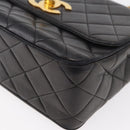 CHANEL Matelasse Chain Shoulder Bag Lamb Skin Black Gold CC Auth 175090SAV-15