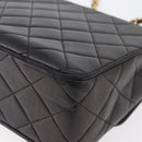 CHANEL Matelasse Chain Shoulder Bag Lamb Skin Black Gold CC Auth 175090SAV-17