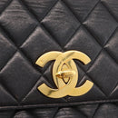 CHANEL Matelasse Chain Shoulder Bag Lamb Skin Black Gold CC Auth 175090SAV-18
