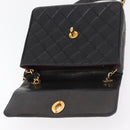 CHANEL Matelasse Chain Shoulder Bag Lamb Skin Black Gold CC Auth 175090SAV-9