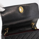 CHANEL Matelasse Chain Shoulder Bag Lamb Skin Black Gold CC Auth 175090SAV-19