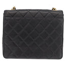 CHANEL Matelasse Chain Shoulder Bag Lamb Skin Black Gold CC Auth 175090SAV-2