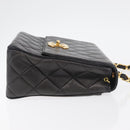 CHANEL Matelasse Chain Shoulder Bag Lamb Skin Black Gold CC Auth 175090SAV-3