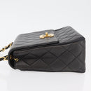 CHANEL Matelasse Chain Shoulder Bag Lamb Skin Black Gold CC Auth 175090SAV-4
