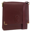 CARTIER Must Line Shoulder Bag Leather Bordeaux Gold Auth 175092A-1