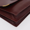 CARTIER Must Line Shoulder Bag Leather Bordeaux Gold Auth 175092A-10