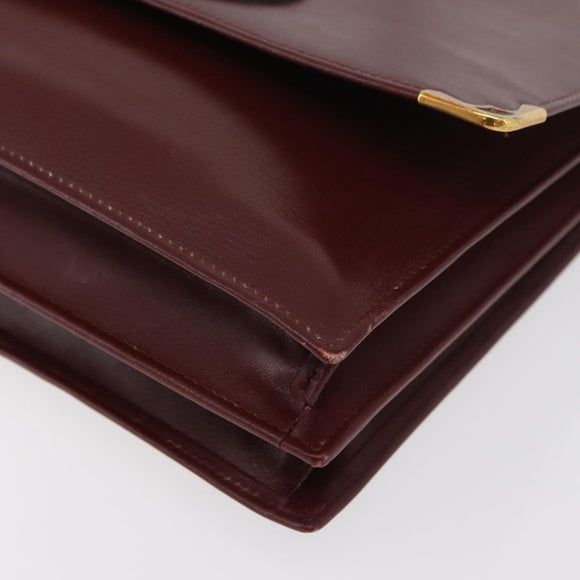 CARTIER Must Line Shoulder Bag Leather Bordeaux Gold Auth 175092A