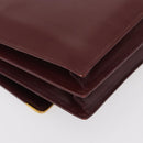 CARTIER Must Line Shoulder Bag Leather Bordeaux Gold Auth 175092A-12