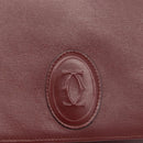 CARTIER Must Line Shoulder Bag Leather Bordeaux Gold Auth 175092A-14