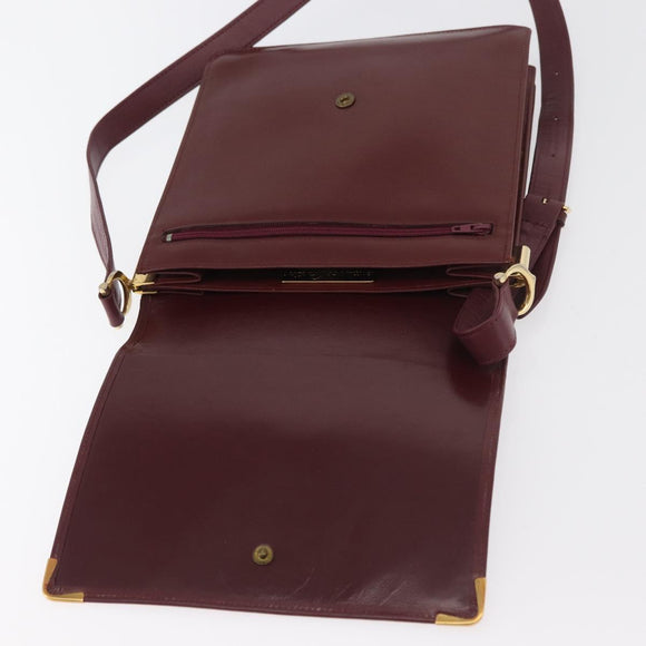 CARTIER Must Line Shoulder Bag Leather Bordeaux Gold Auth 175092A