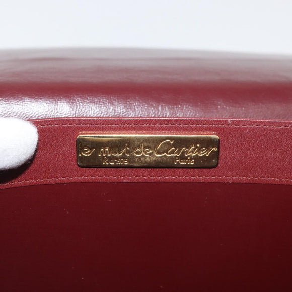 CARTIER Must Line Shoulder Bag Leather Bordeaux Gold Auth 175092A