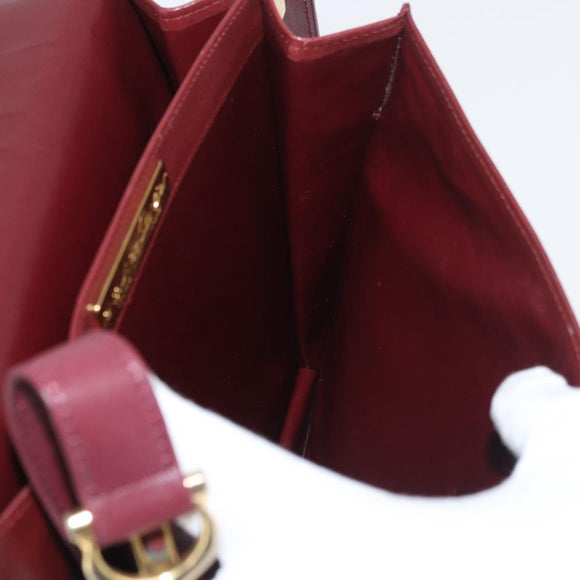 CARTIER Must Line Shoulder Bag Leather Bordeaux Gold Auth 175092A