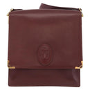 CARTIER Must Line Shoulder Bag Leather Bordeaux Gold Auth 175092A-2