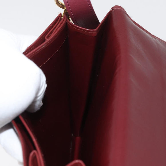 CARTIER Must Line Shoulder Bag Leather Bordeaux Gold Auth 175092A