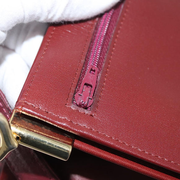 CARTIER Must Line Shoulder Bag Leather Bordeaux Gold Auth 175092A