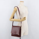 CARTIER Must Line Shoulder Bag Leather Bordeaux Gold Auth 175092A-25