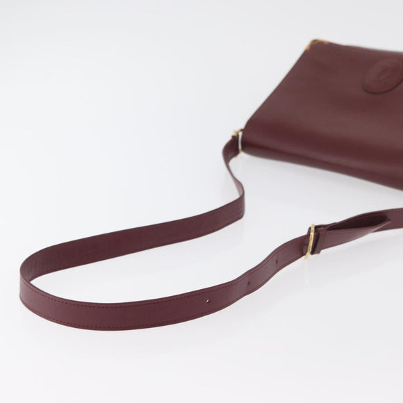 CARTIER Must Line Shoulder Bag Leather Bordeaux Gold Auth 175092A