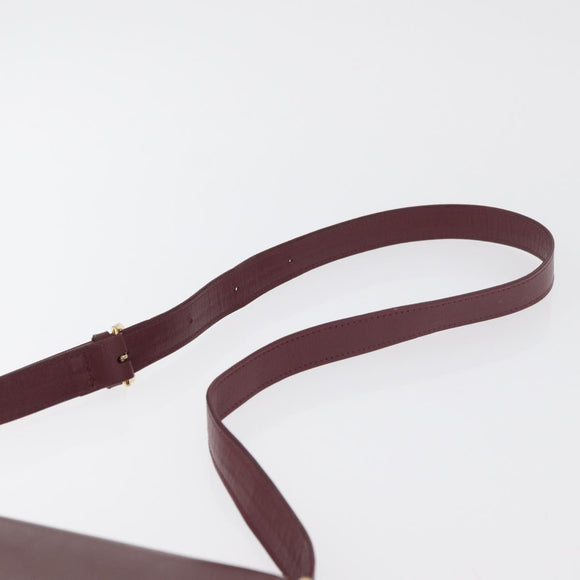 CARTIER Must Line Shoulder Bag Leather Bordeaux Gold Auth 175092A