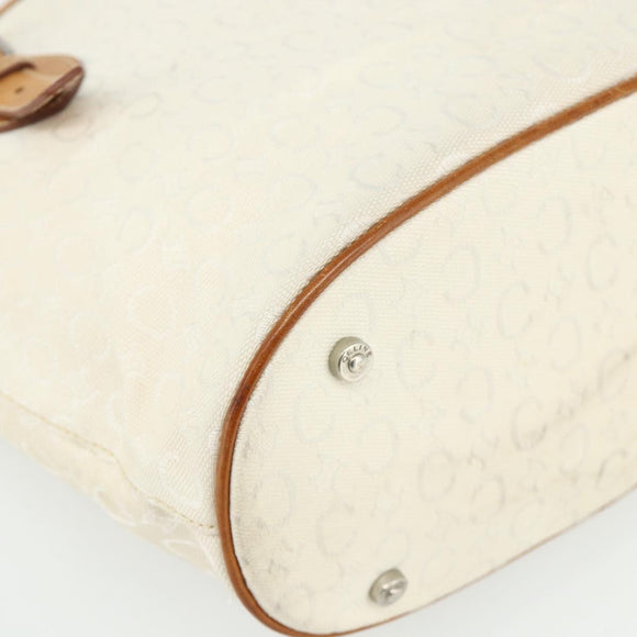 CELINE C Macadam Canvas Tote Bag White Auth 175095A
