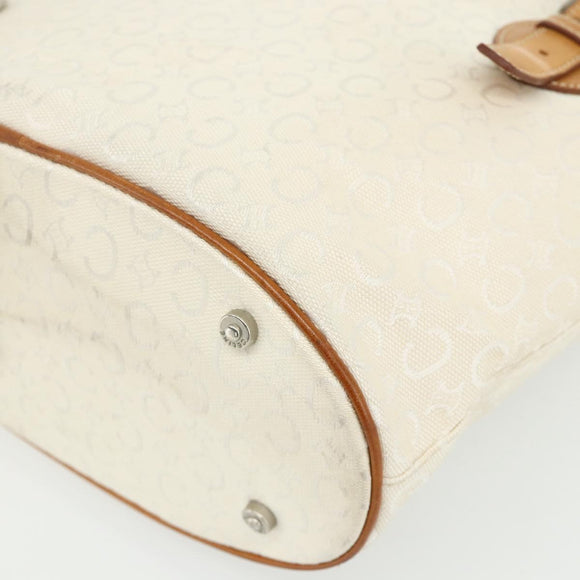 CELINE C Macadam Canvas Tote Bag White Auth 175095A