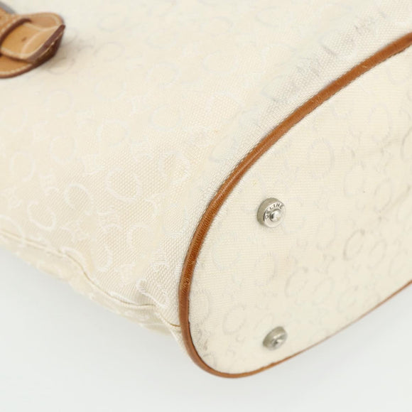 CELINE C Macadam Canvas Tote Bag White Auth 175095A