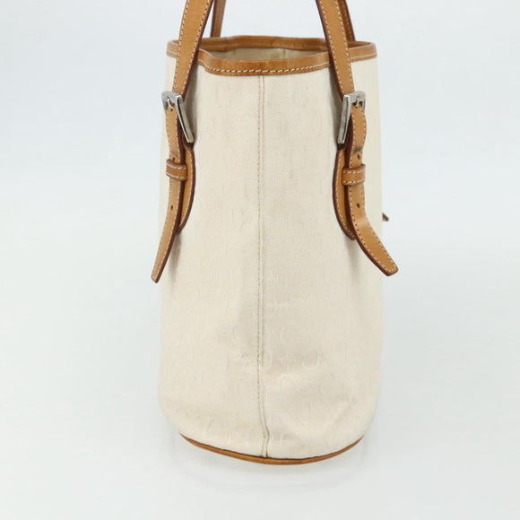 CELINE C Macadam Canvas Tote Bag White Auth 175095A