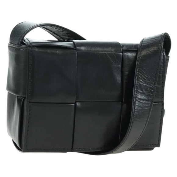 BOTTEGA VENETA MAXI INTRECCIATO Shoulder Bag Leather Black Auth 175103SAV