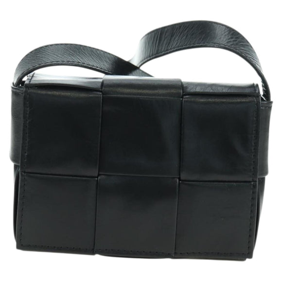 BOTTEGA VENETA MAXI INTRECCIATO Shoulder Bag Leather Black Auth 175103SAV