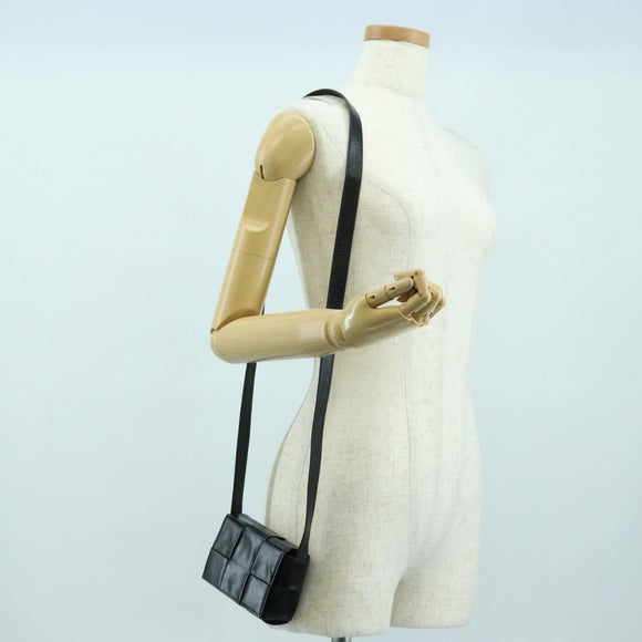 BOTTEGA VENETA MAXI INTRECCIATO Shoulder Bag Leather Black Auth 175103SAV