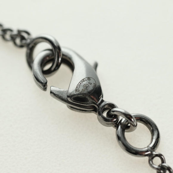 CHANEL COCO Mark Necklace metal Silver CC Auth 175104M