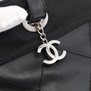 CHANEL Paris Biarritz Tote Bag Coated Canvas Black Silver CC Auth 175106A-18