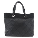 CHANEL Paris Biarritz Tote Bag Coated Canvas Black Silver CC Auth 175106A-2