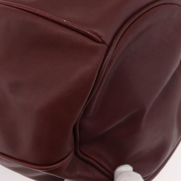 CARTIER Must Line Purse Shoulder Bag Leather Bordeaux Gold Auth 175108