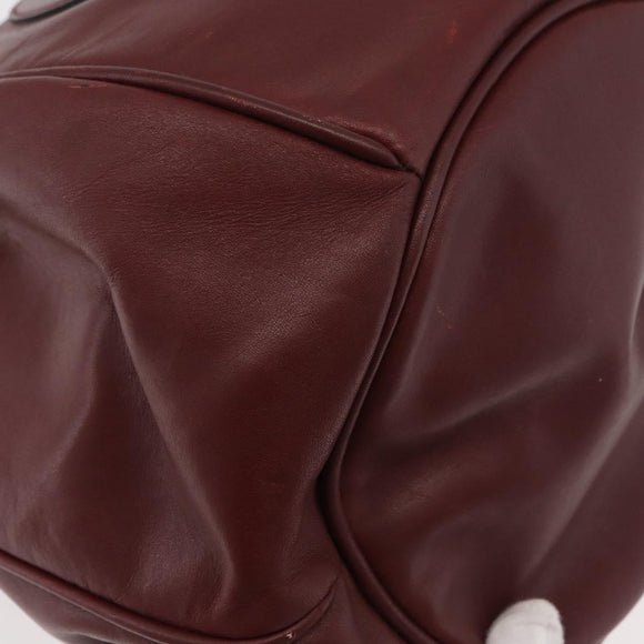 CARTIER Must Line Purse Shoulder Bag Leather Bordeaux Gold Auth 175108