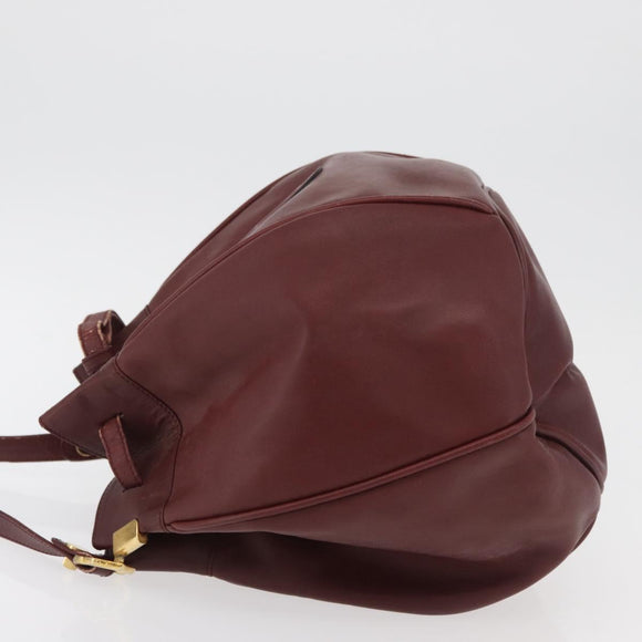 CARTIER Must Line Purse Shoulder Bag Leather Bordeaux Gold Auth 175108