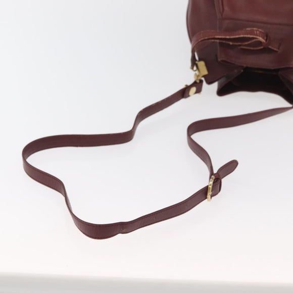 CARTIER Must Line Purse Shoulder Bag Leather Bordeaux Gold Auth 175108