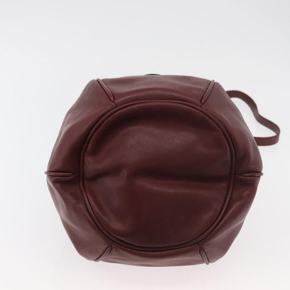 CARTIER Must Line Purse Shoulder Bag Leather Bordeaux Gold Auth 175108